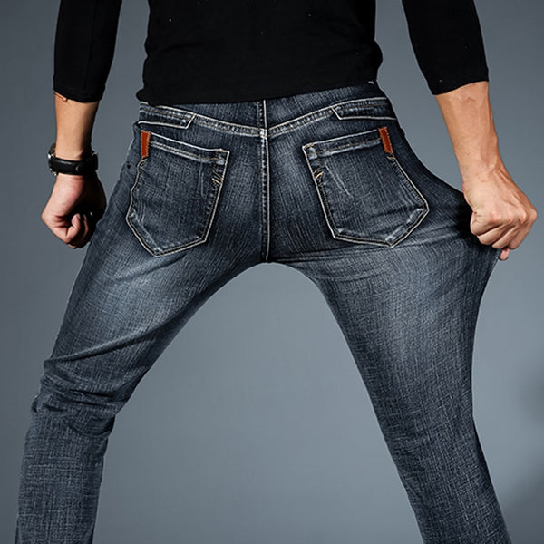 2019 New Mens Fashion Black Blue Jeans Men Casual Slim Stretch Jeans Classic