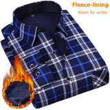 Y New Men's Long Sleeve Plaid Warm Thick Fleece Lining Shirt Fashion Soft Casual Flannel Shirt