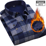 Y New Men's Long Sleeve Plaid Warm Thick Fleece Lining Shirt Fashion Soft Casual Flannel Shirt