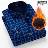 Y New Men's Long Sleeve Plaid Warm Thick Fleece Lining Shirt Fashion Soft Casual Flannel Shirt