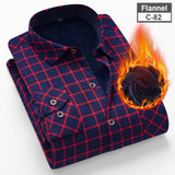 Y New Men's Long Sleeve Plaid Warm Thick Fleece Lining Shirt Fashion Soft Casual Flannel Shirt
