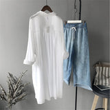 Cotton Casual White Long Blouse Women 2018 Spring Women Long Sleeve White Shirts Blouse High quality loose Blouse Tops