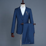 Latest Coat Pant Designs Men Suit Groosmen Men's Wedding Suit Slim Fit One Button Male 3 Piece (Jacket+Pants+Vest) Suit Purple