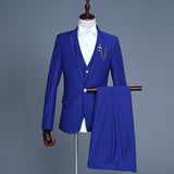 Latest Coat Pant Designs Men Suit Groosmen Men's Wedding Suit Slim Fit One Button Male 3 Piece (Jacket+Pants+Vest) Suit Purple