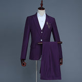 3 Piece Men Royal Blue Suit (Jacket+Pants+Vest) Brand Slim Fit Elegant Mens Wedding Groom Business