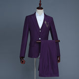 3 Piece Men Royal Blue Suit (Jacket+Pants+Vest) Brand Slim Fit Elegant Mens Wedding Groom Business