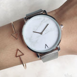 Brand Creative Mesh Band Marble Quartz Watch Casual Women Stainless Steel Wristwatches