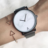 Brand Creative Mesh Band Marble Quartz Watch Casual Women Stainless Steel Wristwatches