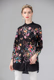 by Megyn 2019 Floral Print Blouse Summer Women's Long sleeve Bow Collar Casual Shirt High Quality Chiffon Tops female 3XL X-Long