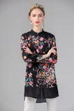 by Megyn 2019 Floral Print Blouse Summer Women's Long sleeve Bow Collar Casual Shirt High Quality Chiffon Tops female 3XL X-Long