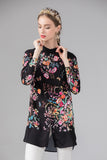 by Megyn 2019 Floral Print Blouse Summer Women's Long sleeve Bow Collar Casual Shirt High Quality Chiffon Tops female 3XL X-Long