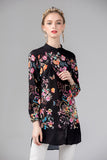 by Megyn 2019 Floral Print Blouse Summer Women's Long sleeve Bow Collar Casual Shirt High Quality Chiffon Tops female 3XL X-Long