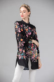 by Megyn 2019 Floral Print Blouse Summer Women's Long sleeve Bow Collar Casual Shirt High Quality Chiffon Tops female 3XL X-Long