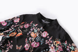 by Megyn 2019 Floral Print Blouse Summer Women's Long sleeve Bow Collar Casual Shirt High Quality Chiffon Tops female 3XL X-Long