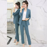 New 2019 office lady style fashion solid color patchwork slim fit suit women women's clothing womens suits with belt TXF11