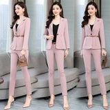 New 2019 office lady style fashion solid color patchwork slim fit suit women women's clothing womens suits with belt TXF11