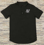 New Men Brand Fashion Summer Kanye West Sik Silk Men Casual Hip Hop Irregular cut Button Short Sleeved T-shirt Black White