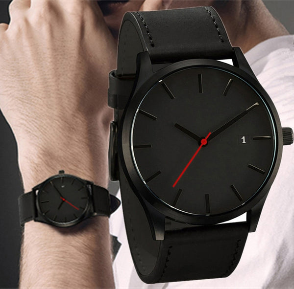 2019 Men Quartz Watch Military Sport Wristwatch Leather Strap