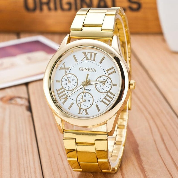 New Brand 3 Eyes Silver Geneva Casual Quartz Watch Women Stainless Steel Dress Watches