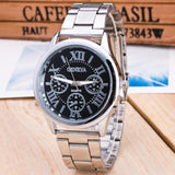 New Brand 3 Eyes Silver Geneva Casual Quartz Watch Women Stainless Steel Dress Watches