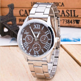 New Brand 3 Eyes Silver Geneva Casual Quartz Watch Women Stainless Steel Dress Watches