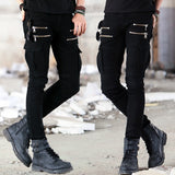 Green Black Denim Biker Jeans Mens Skinny 2019  Slim Elastic Jeans Hip Hop Washed Skateboard Trouers Streetwear