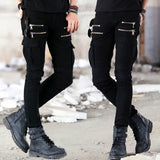 Green Black Denim Biker Jeans Mens Skinny 2019  Slim Elastic Jeans Hip Hop Washed Skateboard Trouers Streetwear