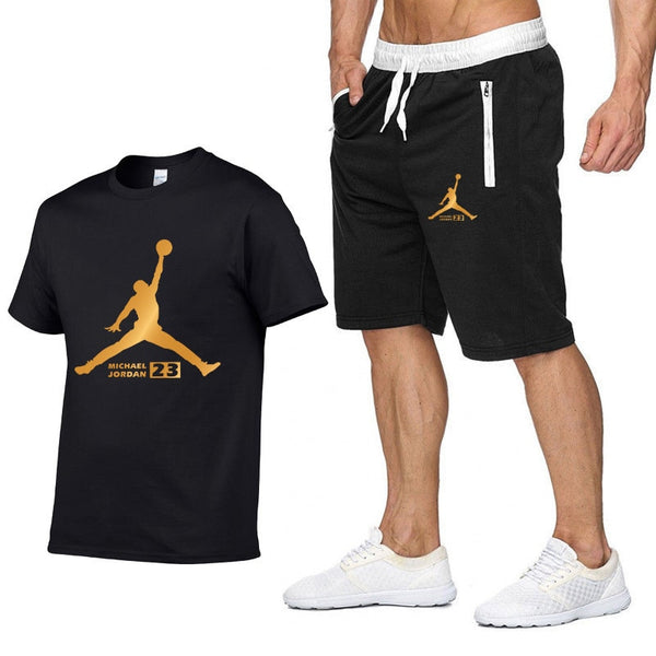 JORDAN 23 Print Tracksuit T Shirt+Shorts fashion Trends In 2019 Fitness Cotton Brand tshirts for Men Bodybuilding clothing M-XXL