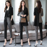 YASUGUOJI new 2019 fashion woman suits lady suit office irregularity patchwork two pieces pant suits for women korean suits set
